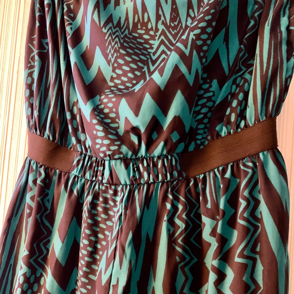 Teal & Blk Strapless Xhileration pattern jumpsuit